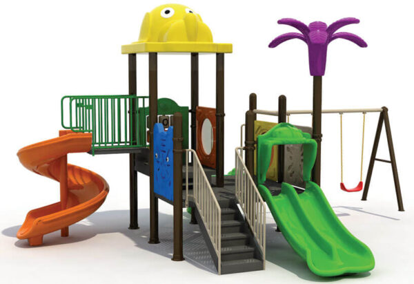 outdoor playhouse with slide